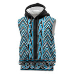 New Zealand Maori Niho Taniwha Sleeveless Zip Hoodie Kikorangi Mangopare and Puhoro Pattern LT9
