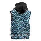 New Zealand Maori Niho Taniwha Sleeveless Zip Hoodie Kikorangi Mangopare and Puhoro Pattern LT9
