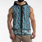 New Zealand Maori Niho Taniwha Sleeveless Zip Hoodie Kikorangi Mangopare and Puhoro Pattern LT9