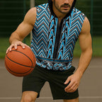 New Zealand Maori Niho Taniwha Sleeveless Zip Hoodie Kikorangi Mangopare and Puhoro Pattern LT9