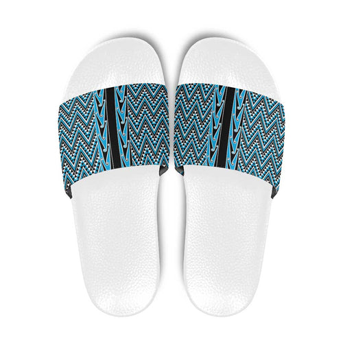 New Zealand Maori Niho Taniwha Slide Sandals Kikorangi Mangopare and Puhoro Pattern - Aussie Hoodie