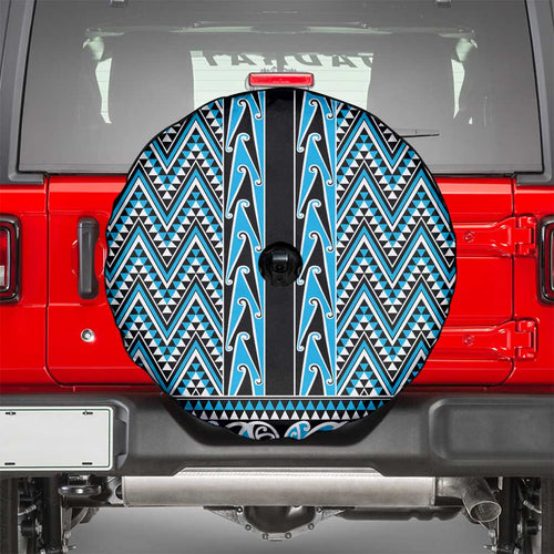 New Zealand Maori Niho Taniwha Spare Tire Cover Kikorangi Mangopare and Puhoro Pattern