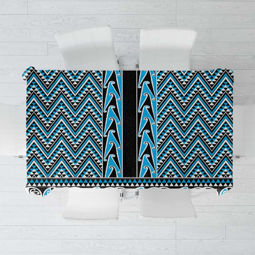 New Zealand Maori Niho Taniwha Tablecloth Kikorangi Mangopare and Puhoro Pattern