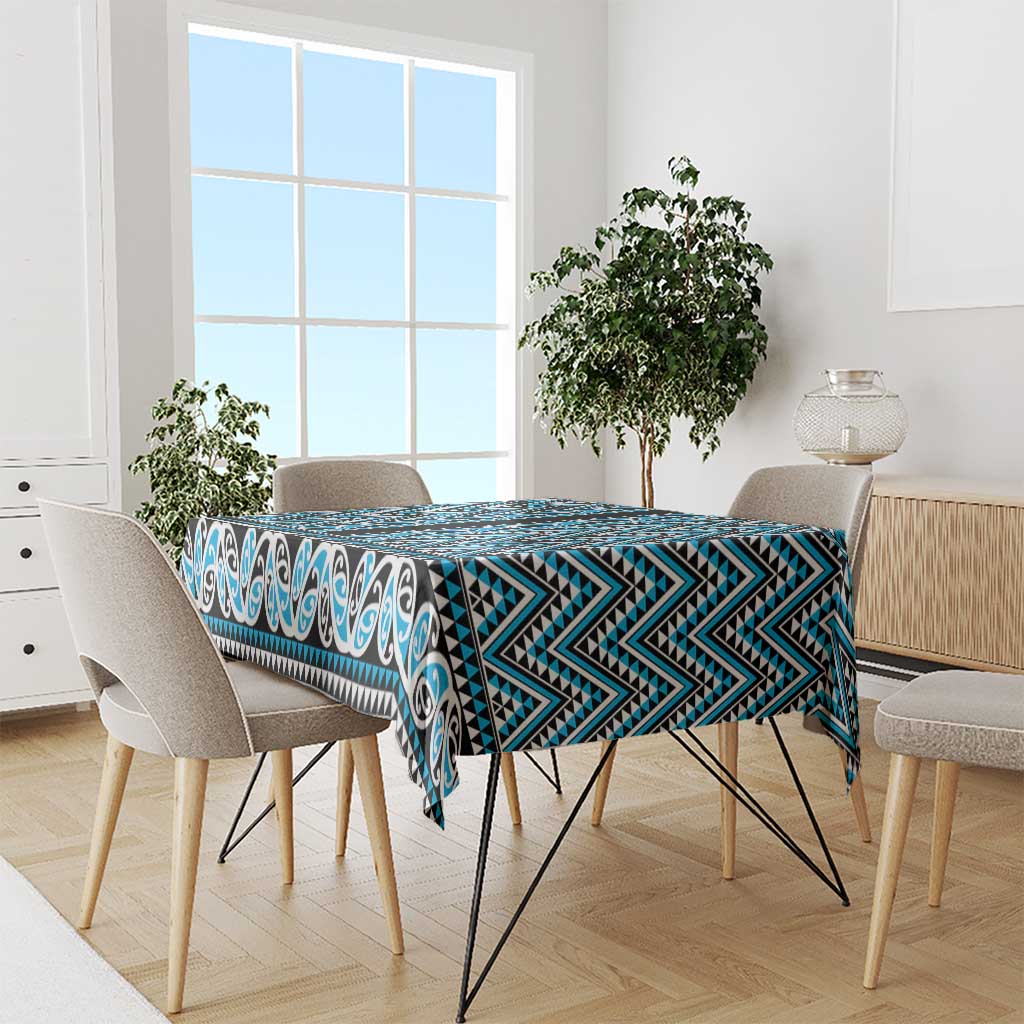 New Zealand Maori Niho Taniwha Tablecloth Kikorangi Mangopare and Puhoro Pattern