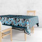 New Zealand Maori Niho Taniwha Tablecloth Kikorangi Mangopare and Puhoro Pattern