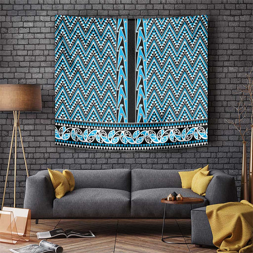 New Zealand Maori Niho Taniwha Tapestry Kikorangi Mangopare and Puhoro Pattern