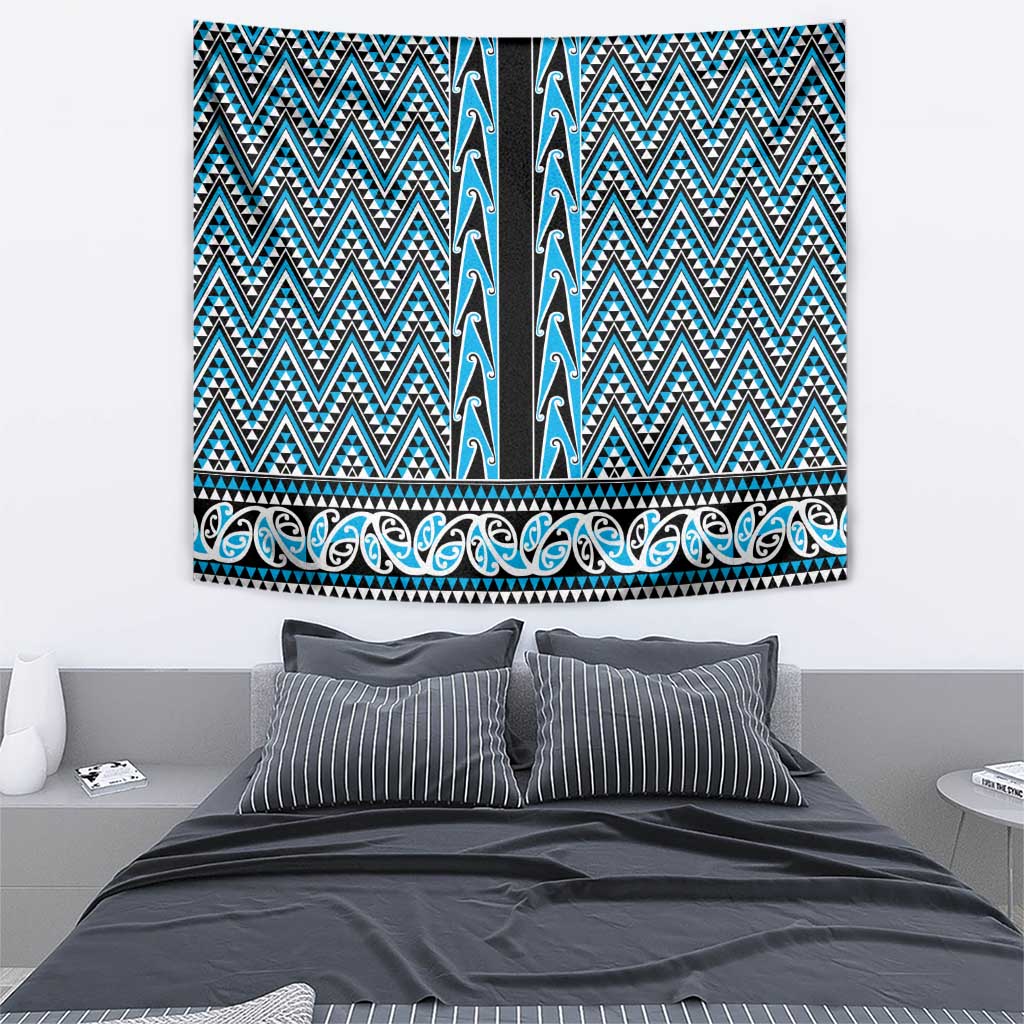 New Zealand Maori Niho Taniwha Tapestry Kikorangi Mangopare and Puhoro Pattern