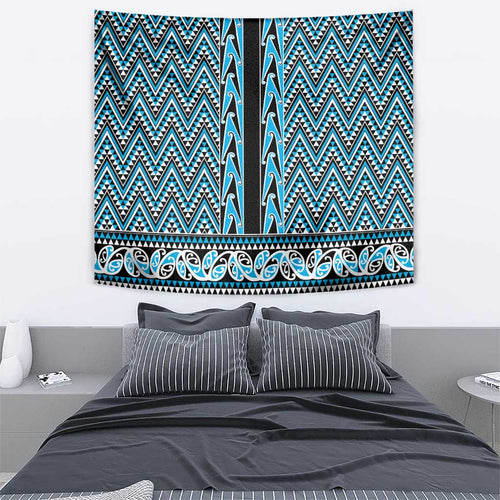 New Zealand Maori Niho Taniwha Tapestry Kikorangi Mangopare and Puhoro Pattern