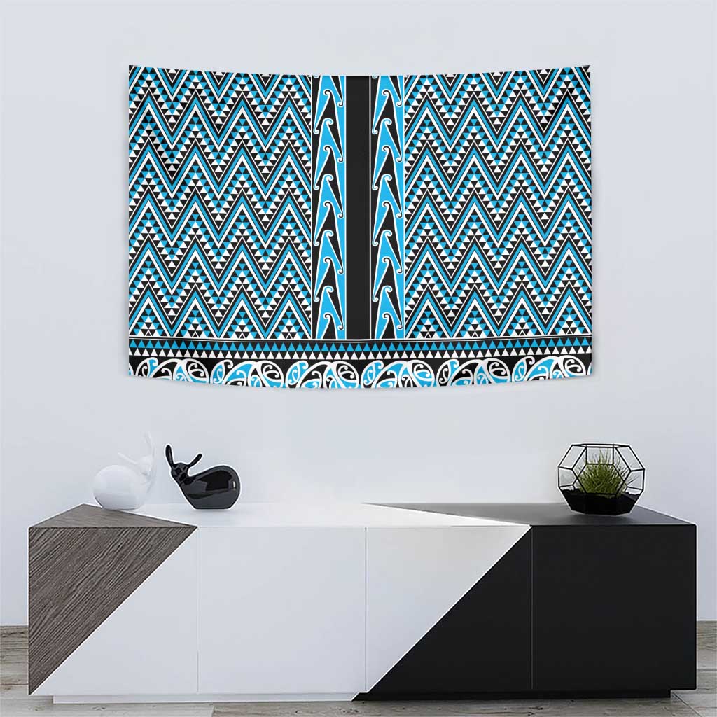 New Zealand Maori Niho Taniwha Tapestry Kikorangi Mangopare and Puhoro Pattern