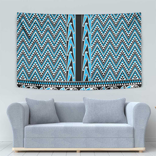 New Zealand Maori Niho Taniwha Tapestry Kikorangi Mangopare and Puhoro Pattern