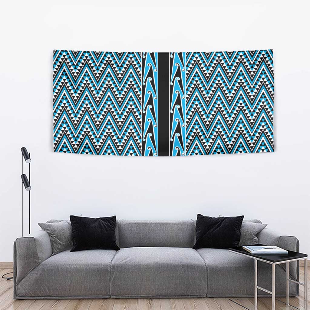 New Zealand Maori Niho Taniwha Tapestry Kikorangi Mangopare and Puhoro Pattern