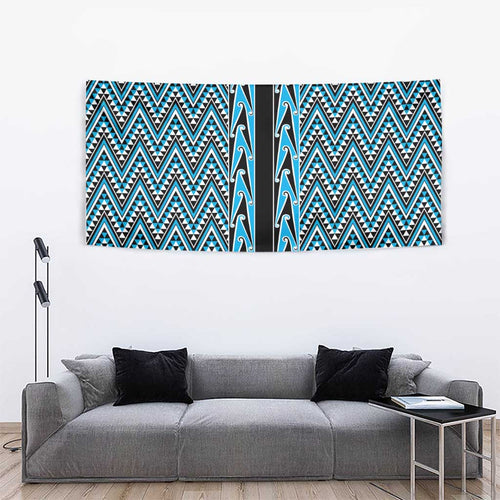 New Zealand Maori Niho Taniwha Tapestry Kikorangi Mangopare and Puhoro Pattern