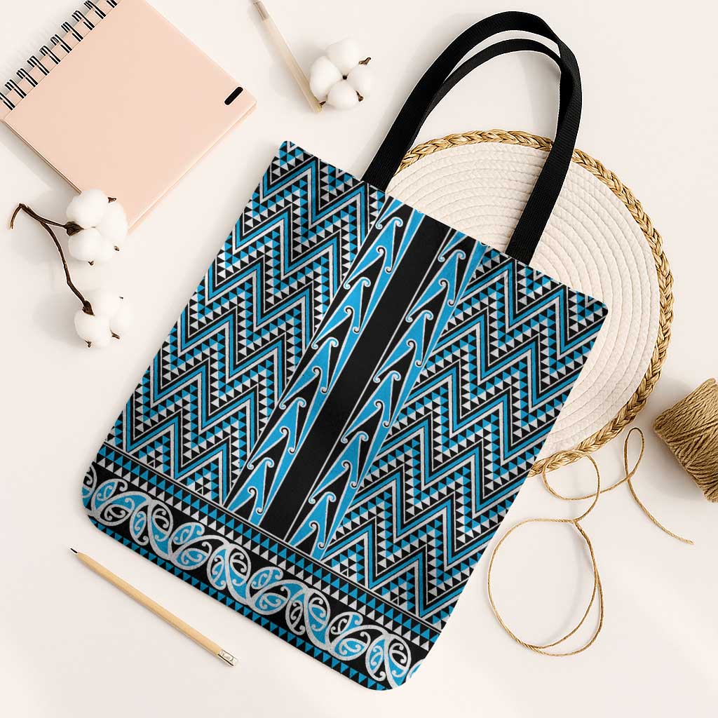 New Zealand Maori Niho Taniwha Tote Bag Kikorangi Mangopare and Puhoro Pattern - Aussie Hoodie