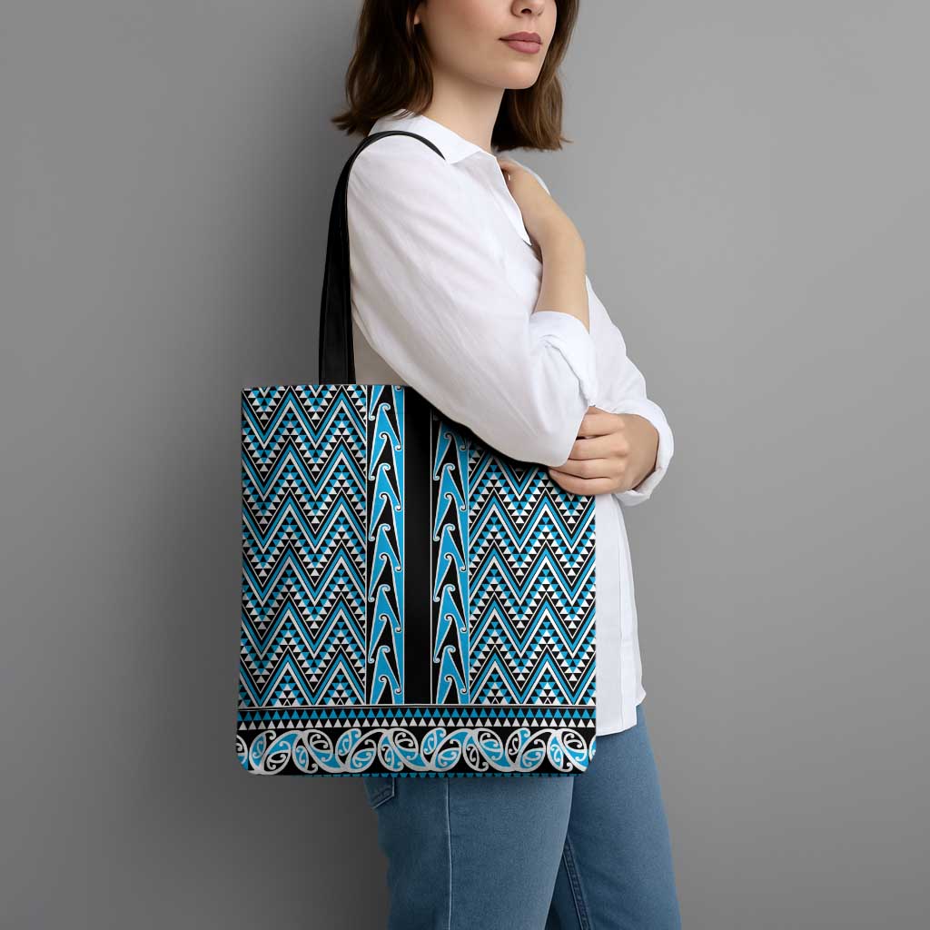New Zealand Maori Niho Taniwha Tote Bag Kikorangi Mangopare and Puhoro Pattern - Aussie Hoodie