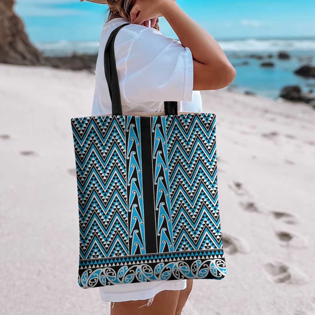 New Zealand Maori Niho Taniwha Tote Bag Kikorangi Mangopare and Puhoro Pattern - Aussie Hoodie