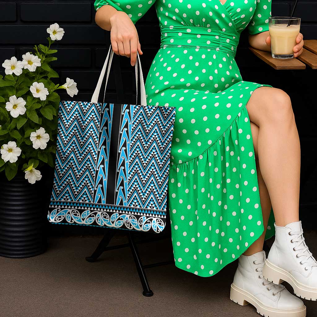 New Zealand Maori Niho Taniwha Tote Bag Kikorangi Mangopare and Puhoro Pattern - Aussie Hoodie