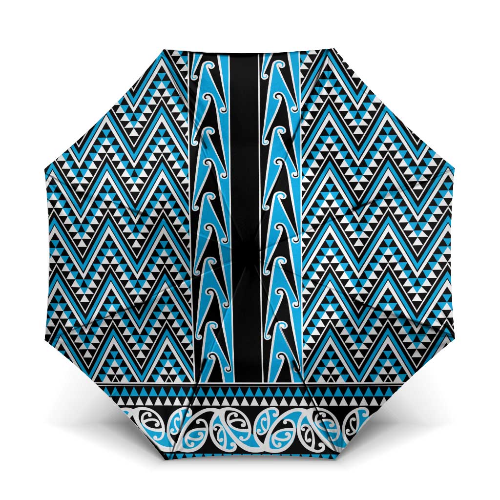 New Zealand Maori Niho Taniwha Umbrella Kikorangi Mangopare and Puhoro Pattern - Aussie Hoodie