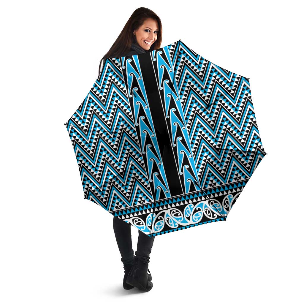 New Zealand Maori Niho Taniwha Umbrella Kikorangi Mangopare and Puhoro Pattern - Aussie Hoodie