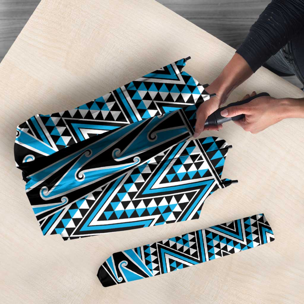 New Zealand Maori Niho Taniwha Umbrella Kikorangi Mangopare and Puhoro Pattern - Aussie Hoodie
