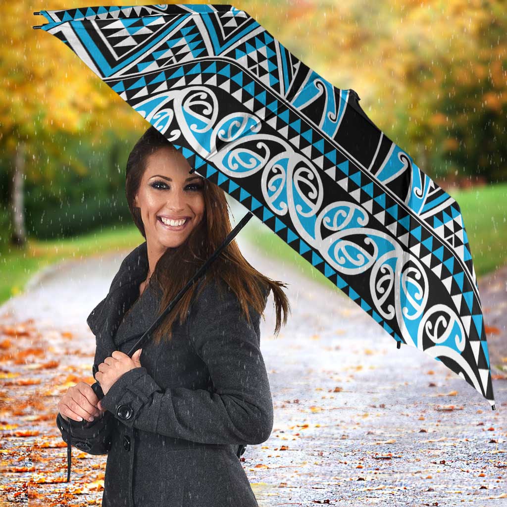 New Zealand Maori Niho Taniwha Umbrella Kikorangi Mangopare and Puhoro Pattern - Aussie Hoodie