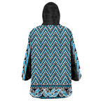 New Zealand Maori Niho Taniwha Wearable Blanket Hoodie Kikorangi Mangopare and Puhoro Pattern