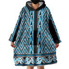 New Zealand Maori Niho Taniwha Wearable Blanket Hoodie Kikorangi Mangopare and Puhoro Pattern