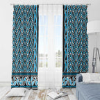 New Zealand Maori Niho Taniwha Window Curtain Kikorangi Mangopare and Puhoro Pattern