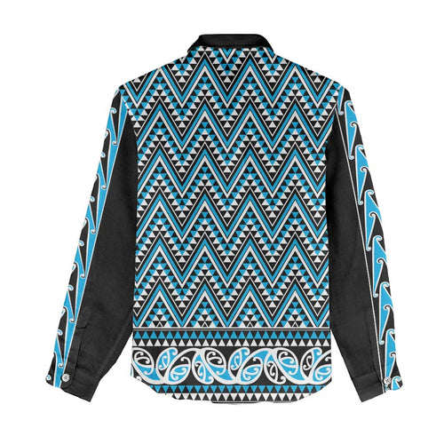 New Zealand Maori Niho Taniwha Women Casual Shirt Kikorangi Mangopare and Puhoro Pattern