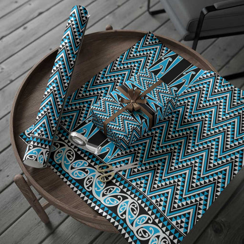 New Zealand Maori Niho Taniwha Wrapping Paper Kikorangi Mangopare and Puhoro Pattern - Aussie Hoodie