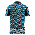 New Zealand Maori Niho Taniwha Zipper Polo Shirt Kikorangi Mangopare and Puhoro Pattern - Aussie Hoodie