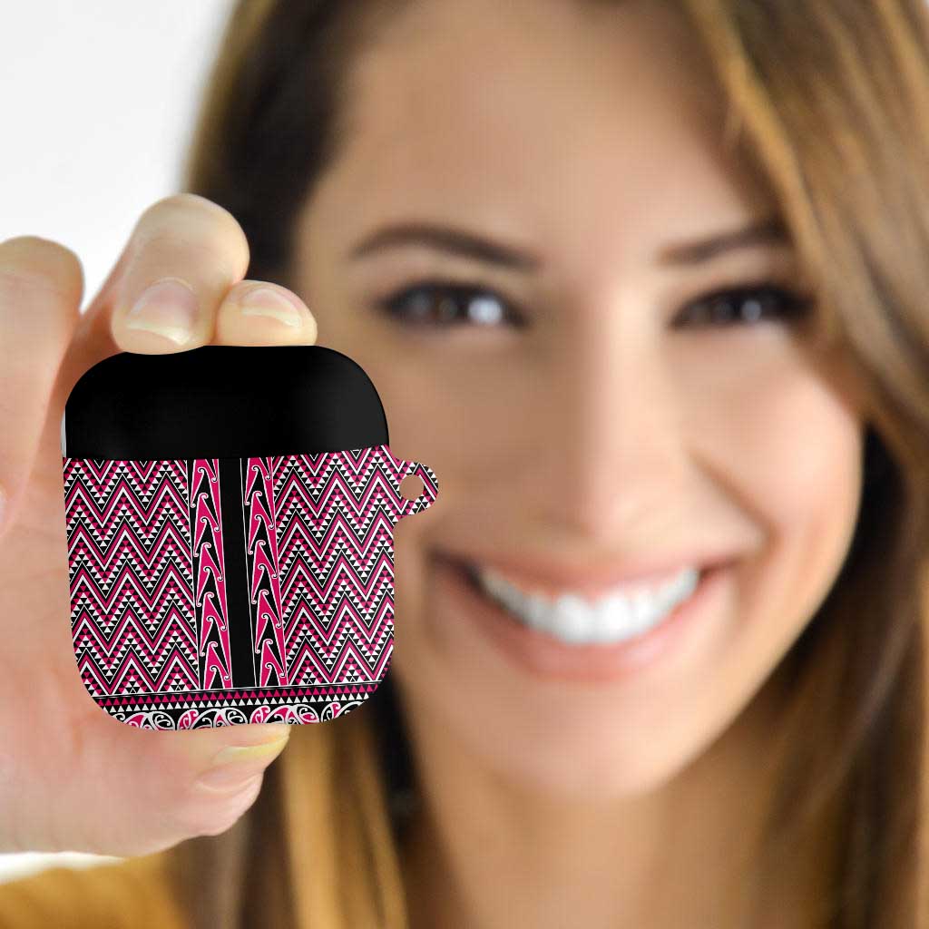 New Zealand Maori Niho Taniwha AirPods Case Mawhero Mangopare and Puhoro Pattern - Aussie Hoodie