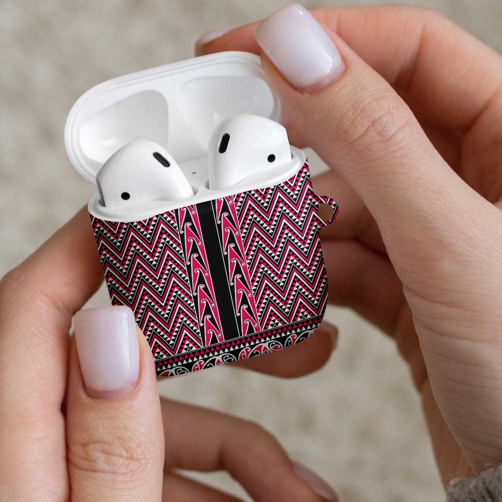 New Zealand Maori Niho Taniwha AirPods Case Mawhero Mangopare and Puhoro Pattern - Aussie Hoodie