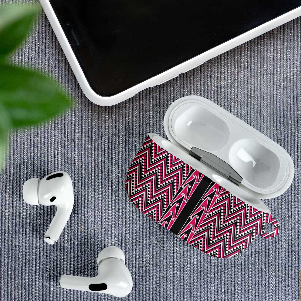 New Zealand Maori Niho Taniwha AirPods Case Mawhero Mangopare and Puhoro Pattern - Aussie Hoodie