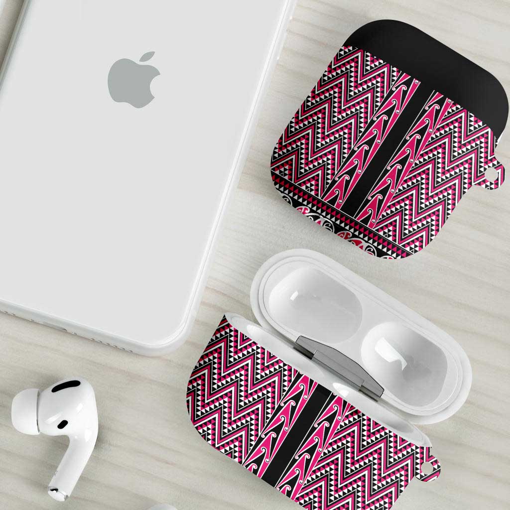 New Zealand Maori Niho Taniwha AirPods Case Mawhero Mangopare and Puhoro Pattern - Aussie Hoodie