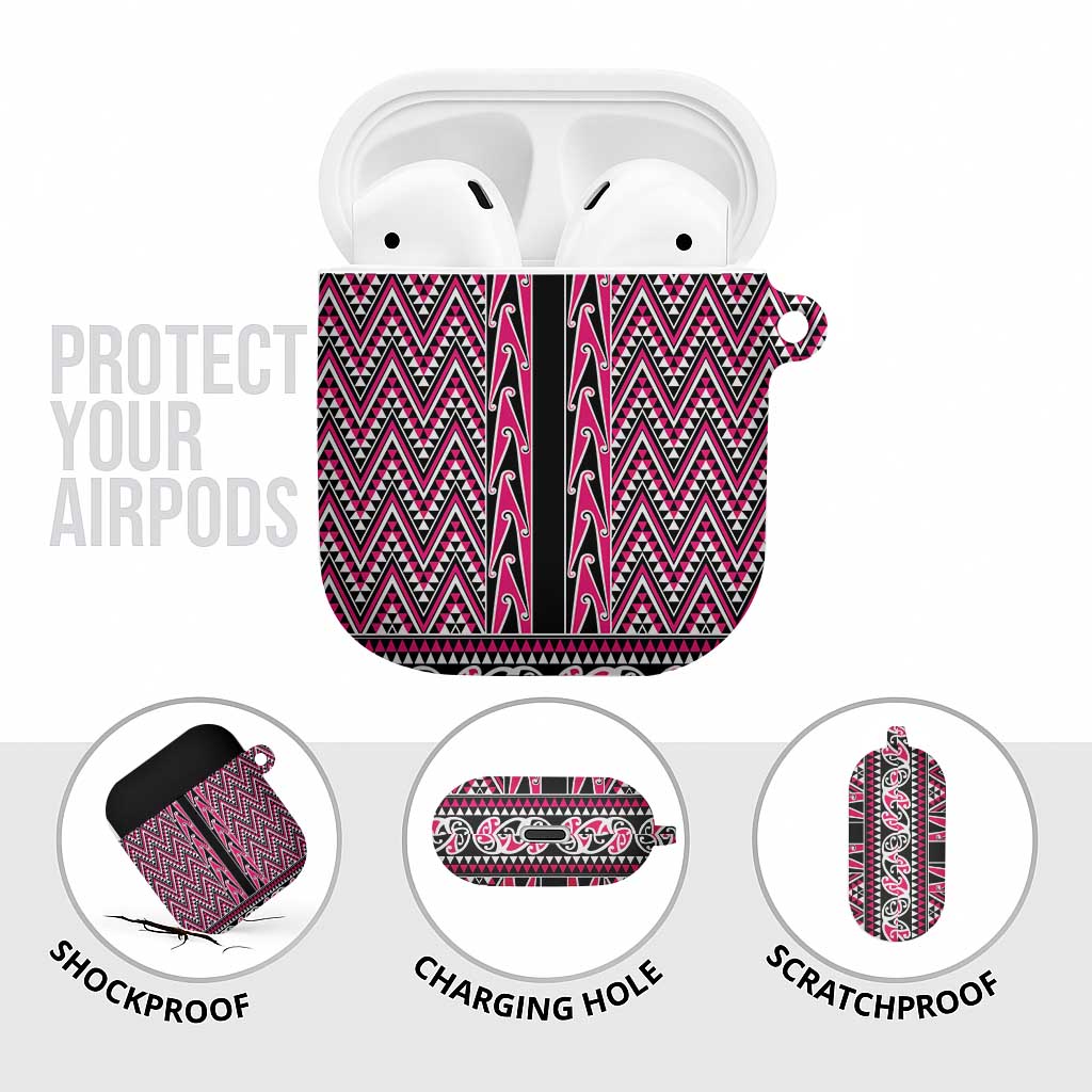 New Zealand Maori Niho Taniwha AirPods Case Mawhero Mangopare and Puhoro Pattern - Aussie Hoodie