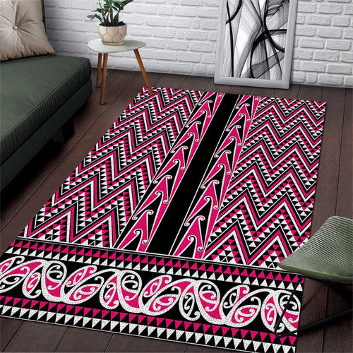 New Zealand Maori Niho Taniwha Area Rug Mawhero Mangopare and Puhoro Pattern