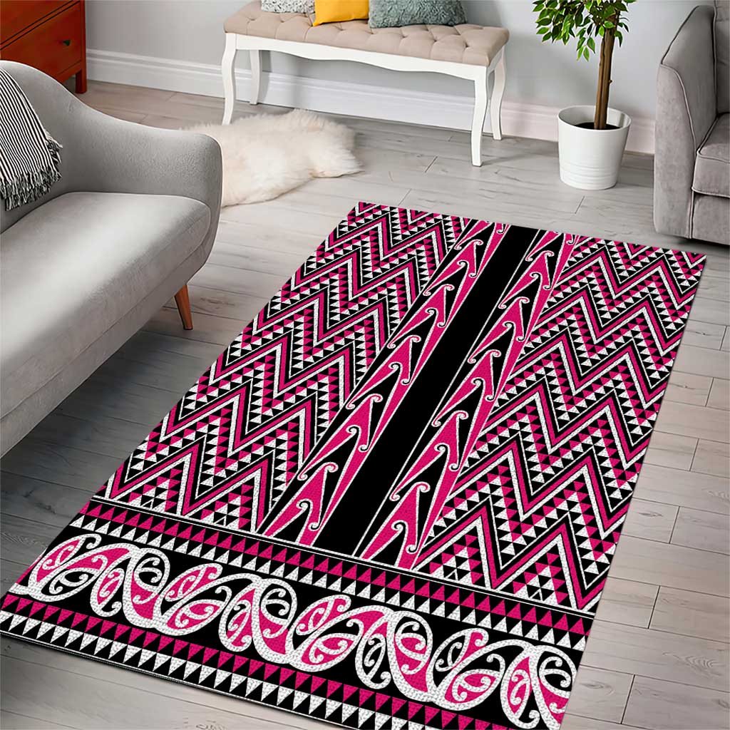 New Zealand Maori Niho Taniwha Area Rug Mawhero Mangopare and Puhoro Pattern