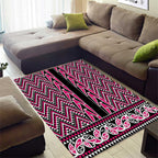New Zealand Maori Niho Taniwha Area Rug Mawhero Mangopare and Puhoro Pattern