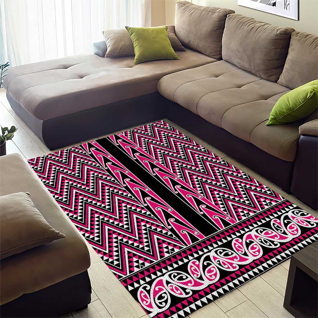New Zealand Maori Niho Taniwha Area Rug Mawhero Mangopare and Puhoro Pattern