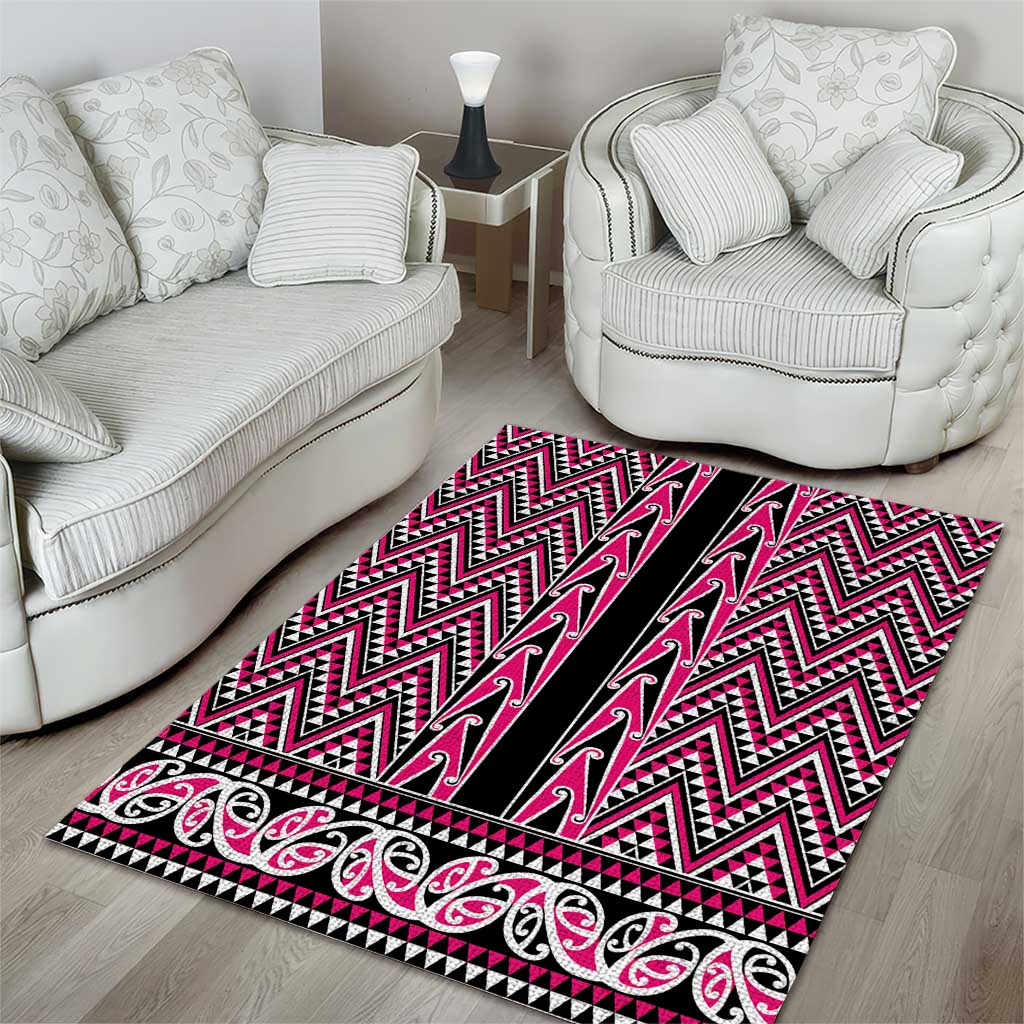 New Zealand Maori Niho Taniwha Area Rug Mawhero Mangopare and Puhoro Pattern