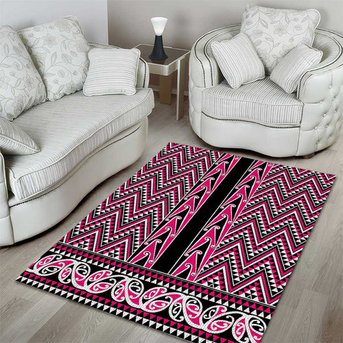 New Zealand Maori Niho Taniwha Area Rug Mawhero Mangopare and Puhoro Pattern