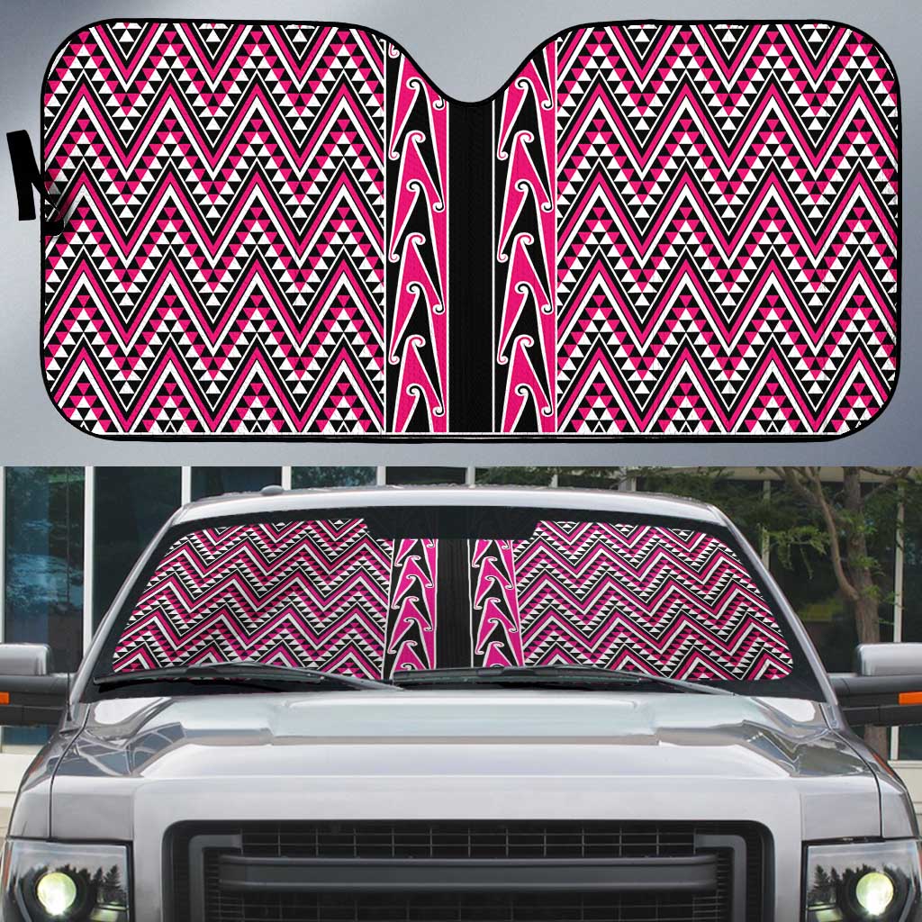 New Zealand Maori Niho Taniwha Auto Sun Shade Mawhero Mangopare and Puhoro Pattern - Aussie Hoodie