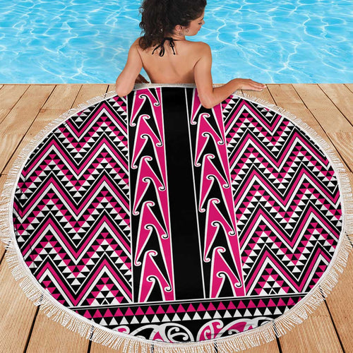 New Zealand Maori Niho Taniwha Beach Blanket Mawhero Mangopare and Puhoro Pattern