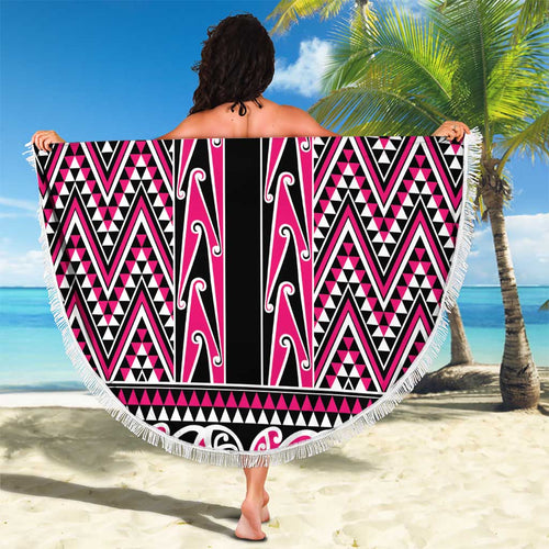 New Zealand Maori Niho Taniwha Beach Blanket Mawhero Mangopare and Puhoro Pattern