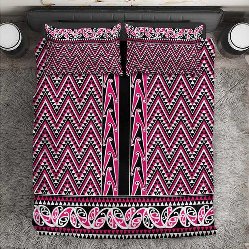 New Zealand Maori Niho Taniwha Bedding Set Mawhero Mangopare and Puhoro Pattern