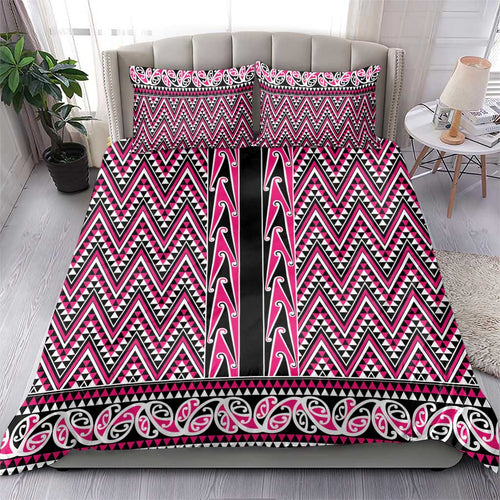 New Zealand Maori Niho Taniwha Bedding Set Mawhero Mangopare and Puhoro Pattern