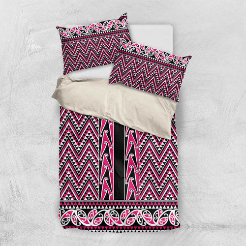 New Zealand Maori Niho Taniwha Bedding Set Mawhero Mangopare and Puhoro Pattern