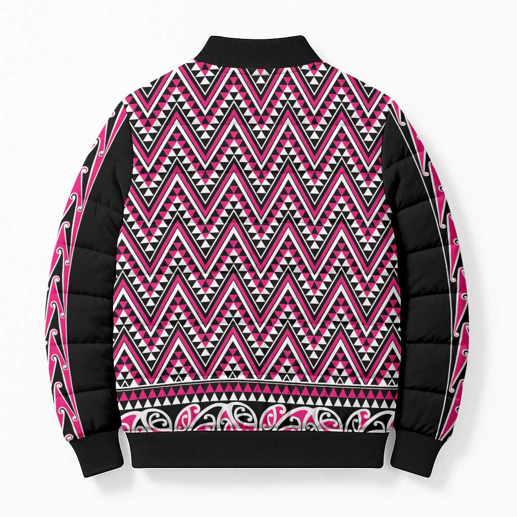 New Zealand Maori Niho Taniwha Bomber Puffer Jacket Mawhero Mangopare and Puhoro Pattern - Aussie Hoodie