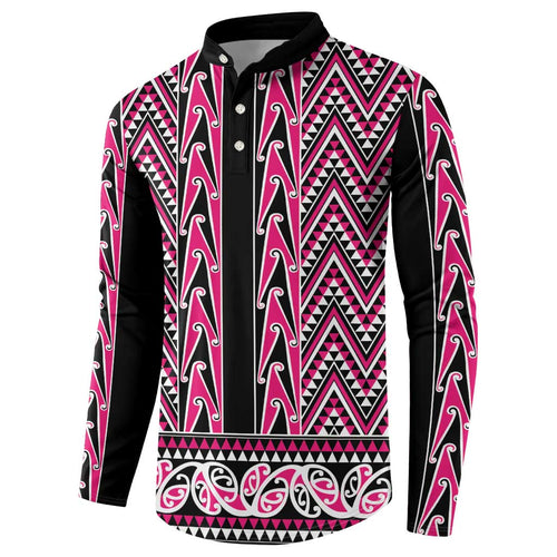 New Zealand Maori Niho Taniwha Button Sweatshirt Mawhero Mangopare and Puhoro Pattern