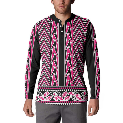 New Zealand Maori Niho Taniwha Button Sweatshirt Mawhero Mangopare and Puhoro Pattern